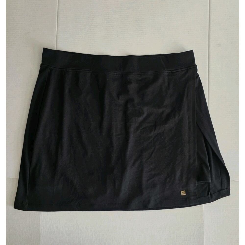 Anne Klein Sport Skort‎ Women's Size XL Black Elastic Waist Slit Side